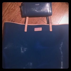 Coach Teal and Tan with matching wallet